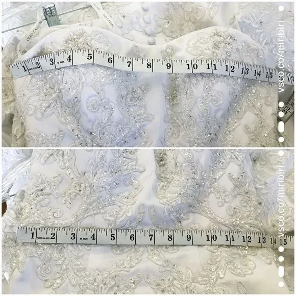 Oleg Cassini Satin Lace Strapless Wedding Dress Size 4